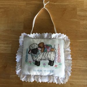 Nap Time Cross Stitch Pillow